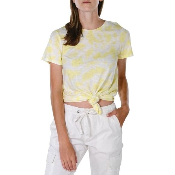Sanctuary Perfect Knot Tie Dyed Top Womens XS Yellow Breathable Travel T-Shirt - Picture 1 of 11